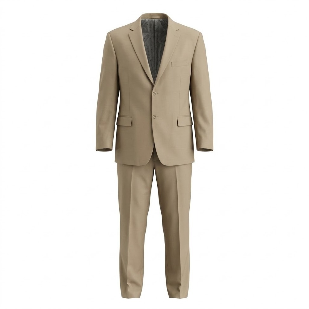 COSANI Luccini di la Prezia Mens 100% Wool 2 Piece Suit Tan 52R Flat Front